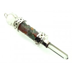 Chakra Gemstone Glass Vial Wand Pendant